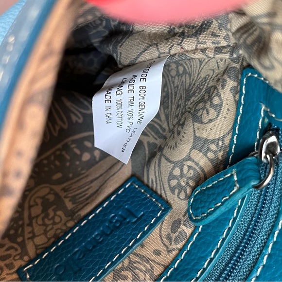 Tignanello TURQUOISE BLUE TEAL Small Pebble Leather Crossbody Flap Bag ~EUC - Picture 14 of 14